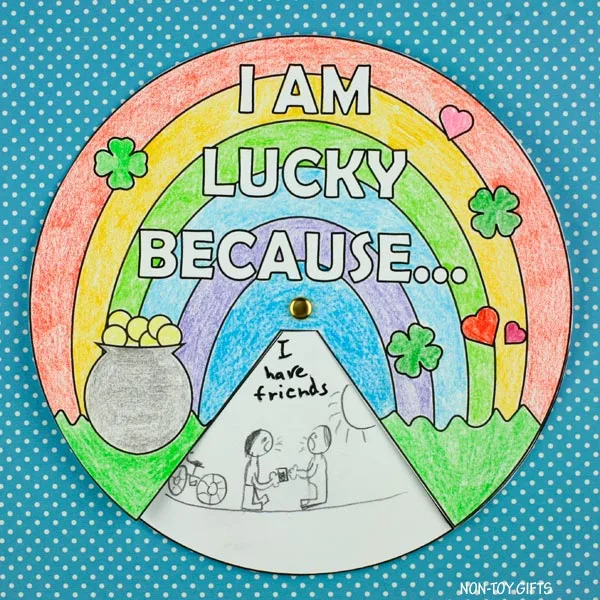 coloring I Am Lucky Because...St. Patrick's Day Craft for preschoolers