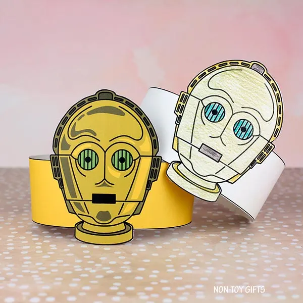 DIY C3PO paper hat for kids and adults