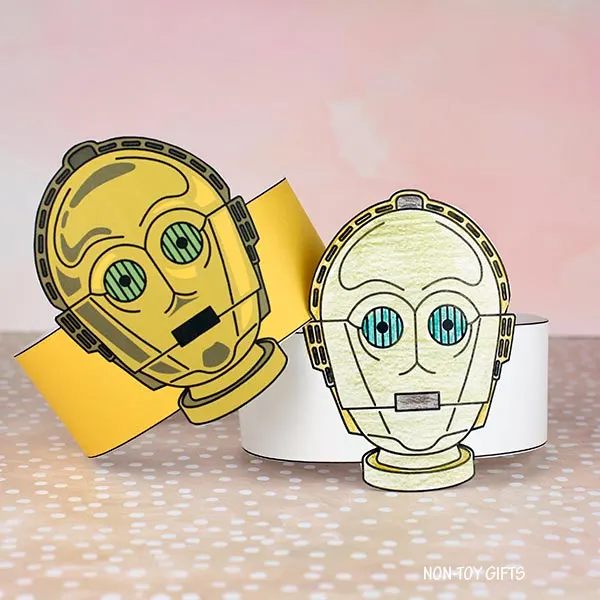 DIY C-3PO paper hat for kids and adults