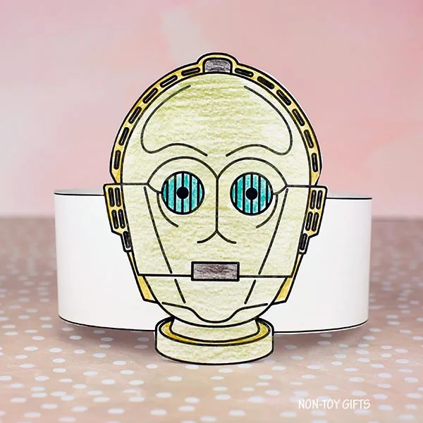 DIY C3PO paper hat for kids and adults
