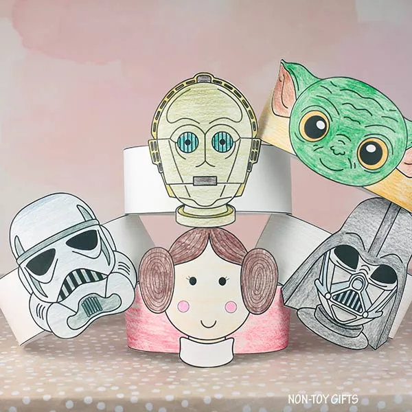 Homemade Star Wars paper hats for kids and adults