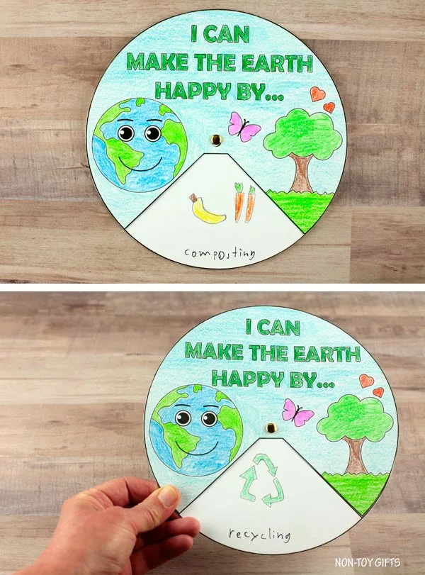 Happy Earth Spinner craft for kids to celebrate Earth Day