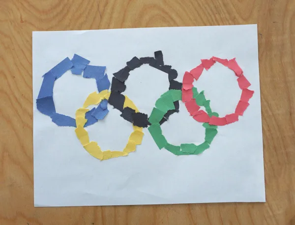 Torn paper Olympics rings craft