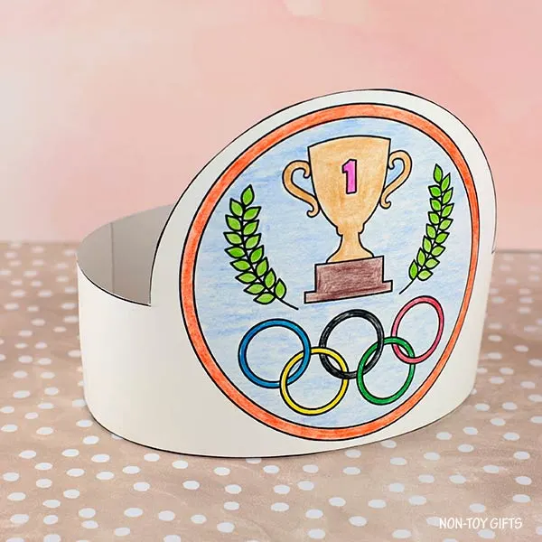 easy coloring DIY Olympics paper hats