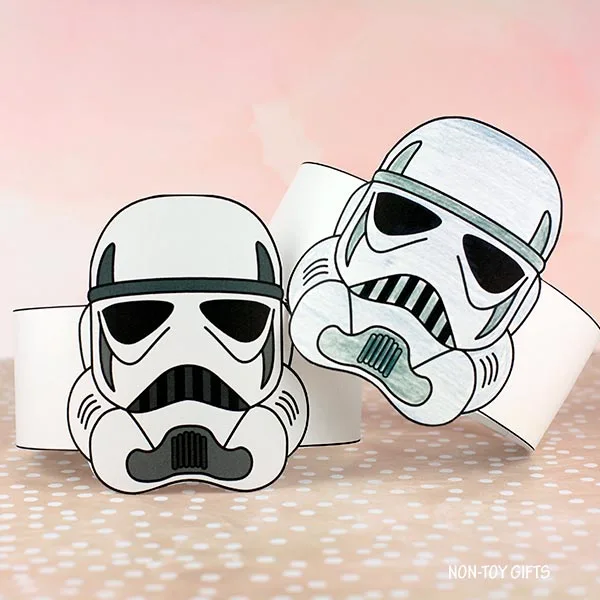DIY stormtrooper paper hat for kids and adults to celebrate May the Force Be WIih You