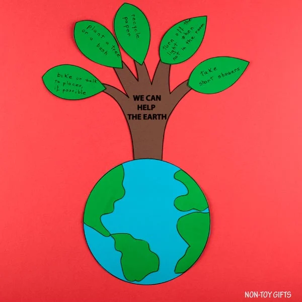 Earth Tree Craft to teach kids how we can help our planet