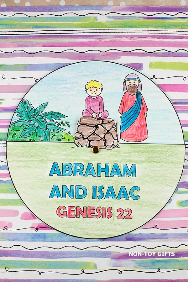 Abraham, Sarah and Isaac Crafts: coloring spinner