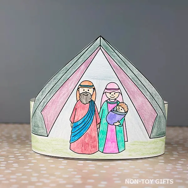 Abraham, Sarah and Isaac Crafts: coloring paper hat with printable