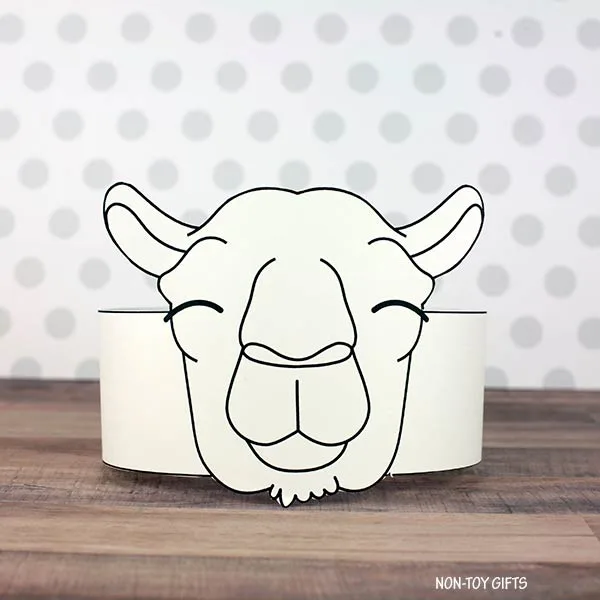 easy coloring Camel Paper Hat for Kids