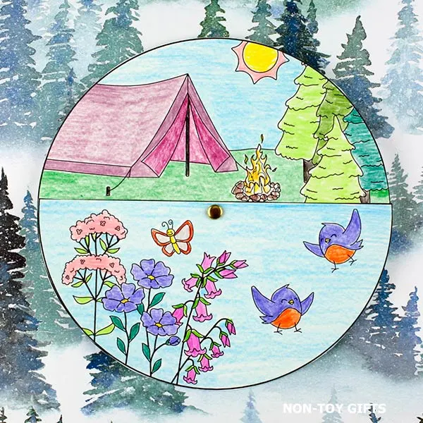 easy camping spinner craft printable for kids
