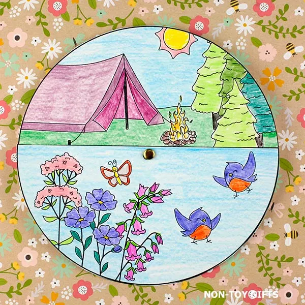 preschool camping spinner craft 