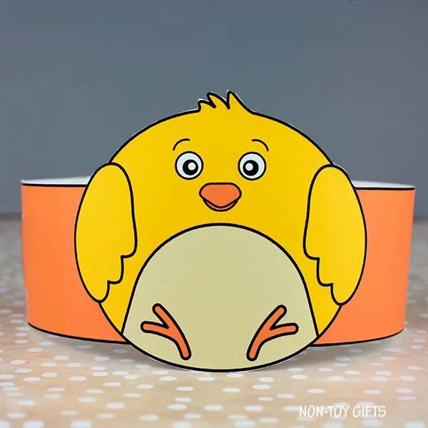 easy Chick Paper Hat template for kids