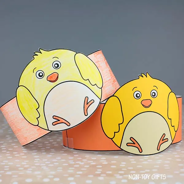 Chick Paper Hat for kids to make for a visit to the farm