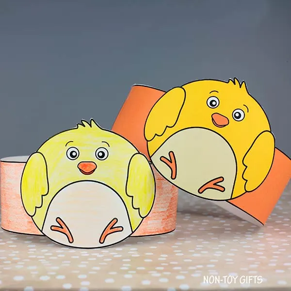 Chick Paper Hat for kids to make for spring