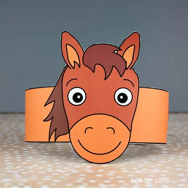 farm animal craft: Horse Paper Hat Printable