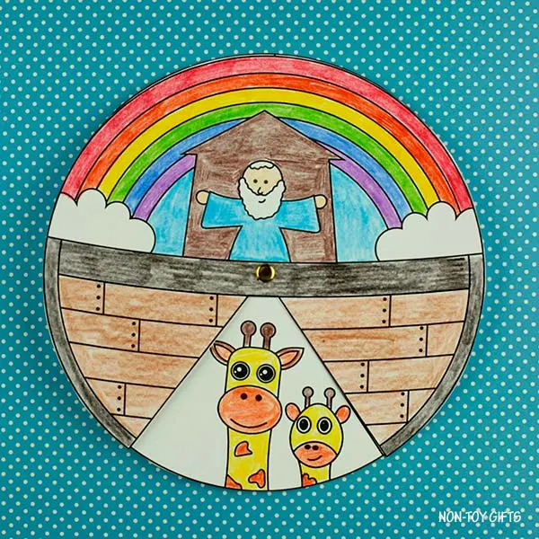 Noah's Ark Animals Spinner Craft Printable for coloring