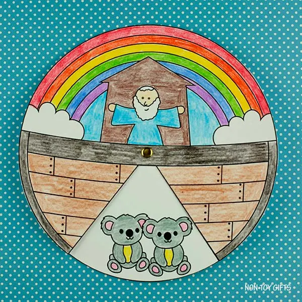 Noah's Ark Animals Spinner Craft Printable for preschoolers