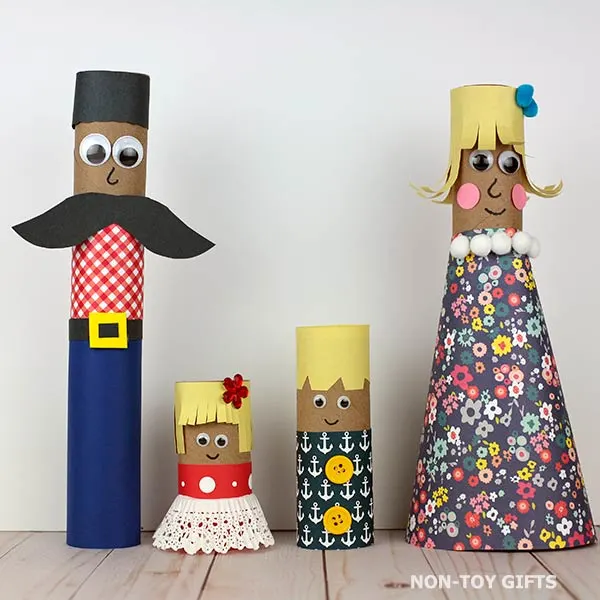 step by step for paper roll family craft for kids