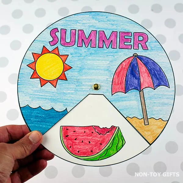 Summer spinner craft printable for kids