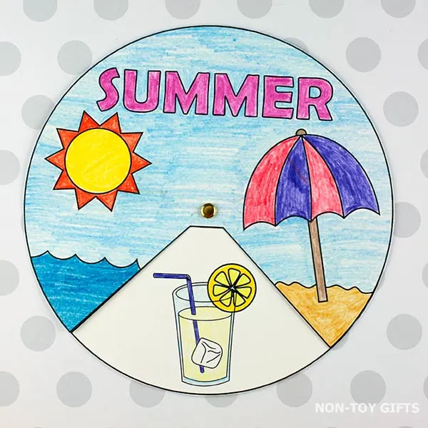 Summer spinner craft  printable for preschoolers