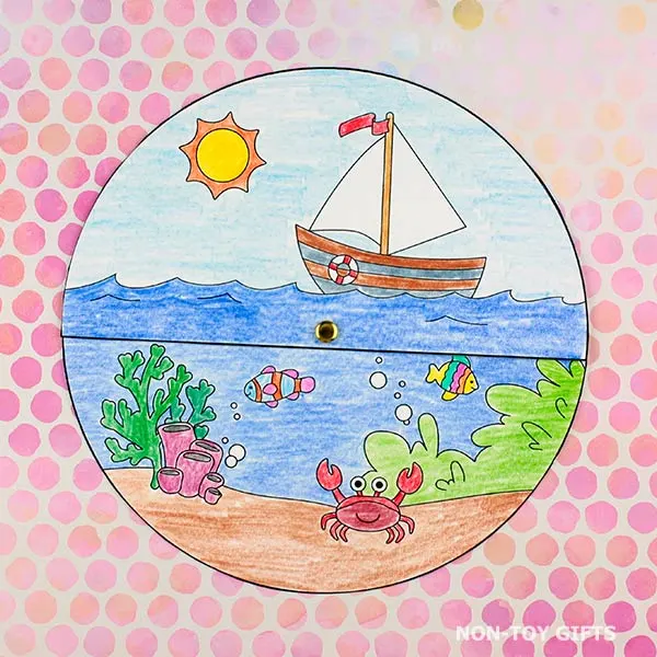 Under the Sea Spinner Craft printable template for kids