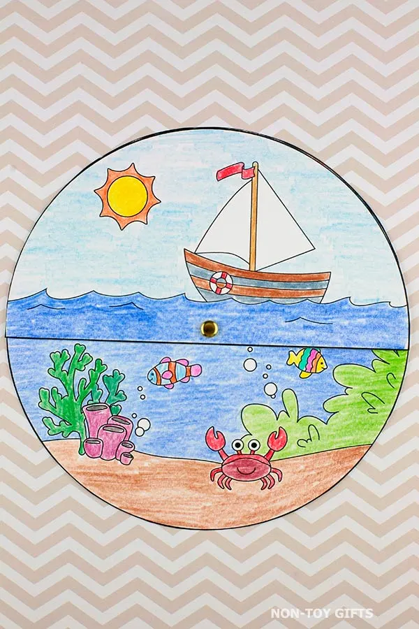 Under the Sea Spinner Craft printable for kids