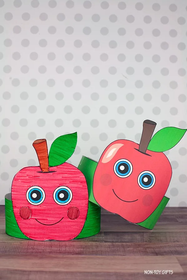 apple paper hat craft for kids