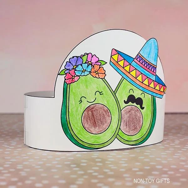 Easy avocado headband printable for kids for Mexican Fiesta