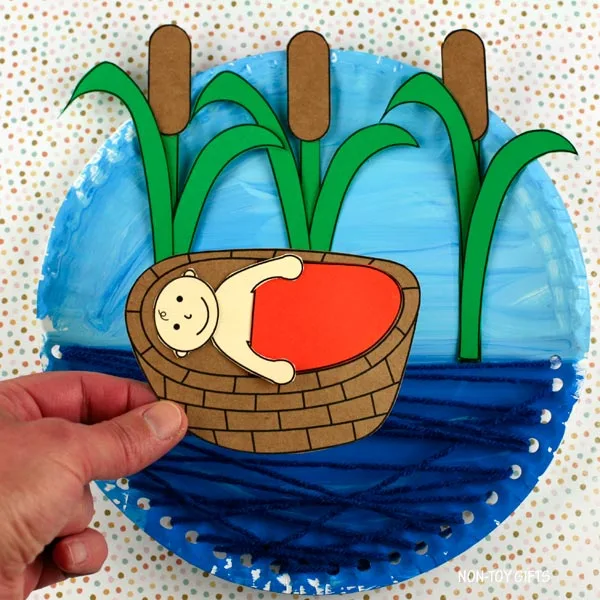 Baby Moses craft for kids with printable template-