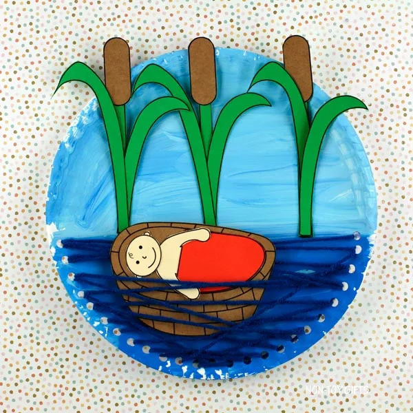 paper plate baby Moses craft