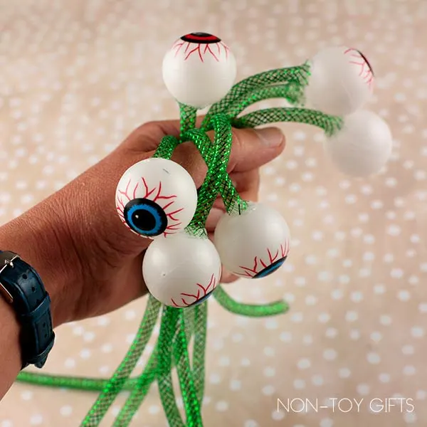 glue eyes and mesh pieces together