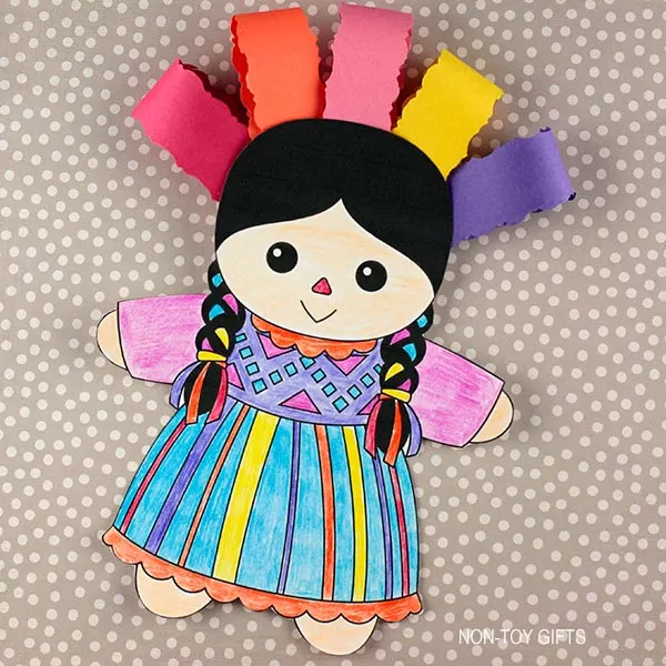Muneca Lele Mexican doll craft printable template