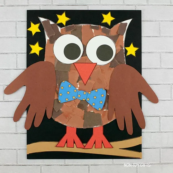 easy torn paper owl craft for kids