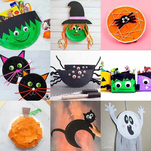paper plate Halloween crafts for kids
