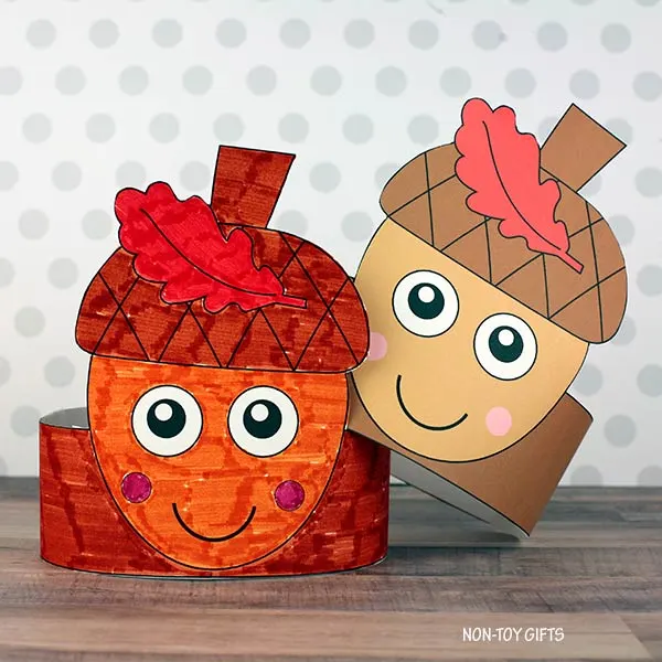 acorn paper hat printable for kids