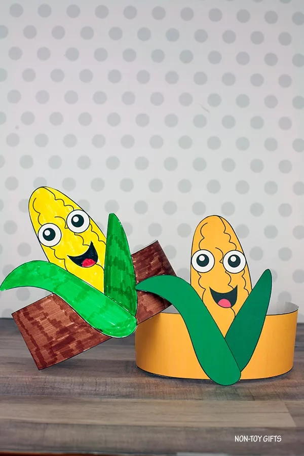 corn headband printable for kids to make for a fall day