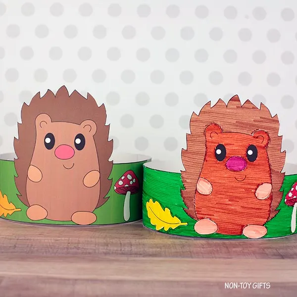 Hedgehog craft for kids: Hedgehog Paper Hat printable template