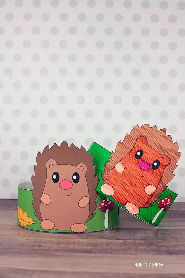 Hedgehog Paper Hat craft printable template for preschool