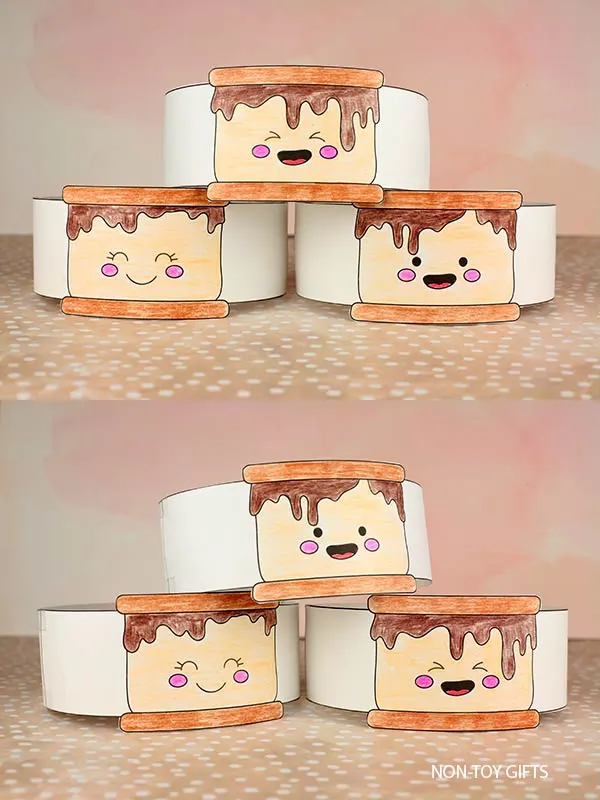 Smores paper hat printable for kids