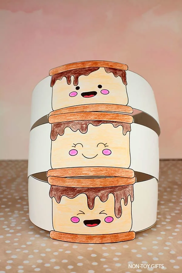 S'mores paper hat craft template for kids