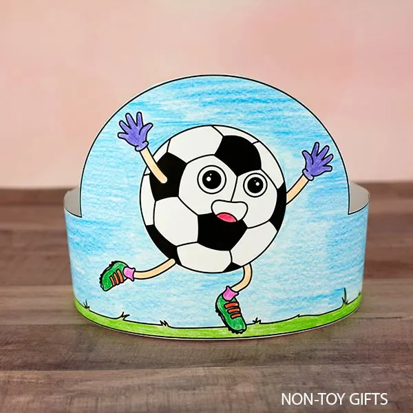 Soccer paper hat craft printable for preschoolers