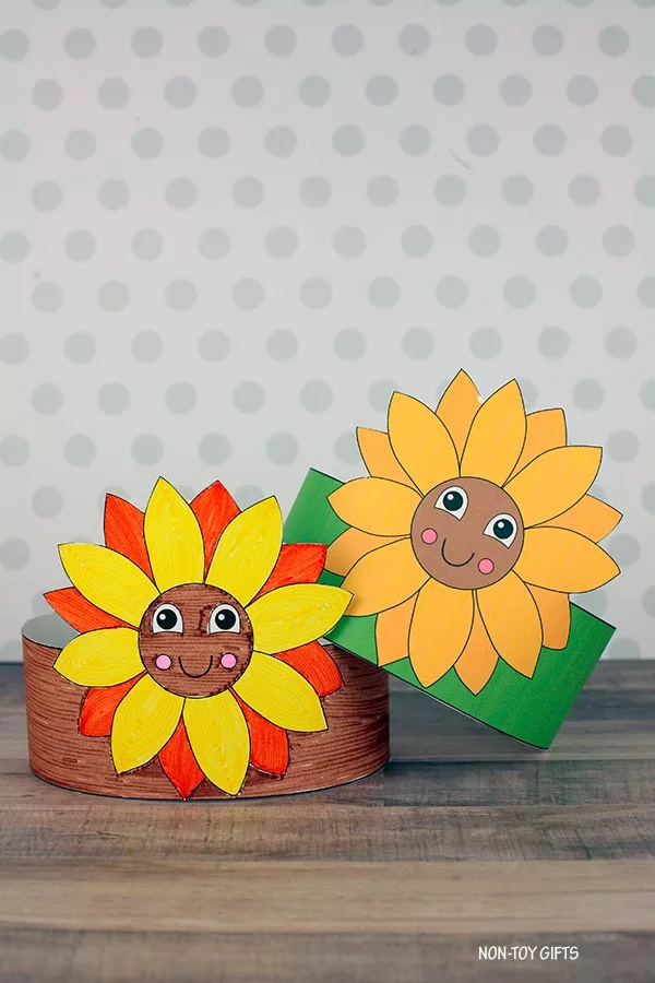 sunflower headband printable template for kids