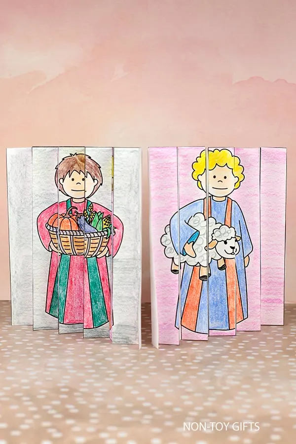 Cain and Abel agamograph craft printable for kids to use for Sunday School