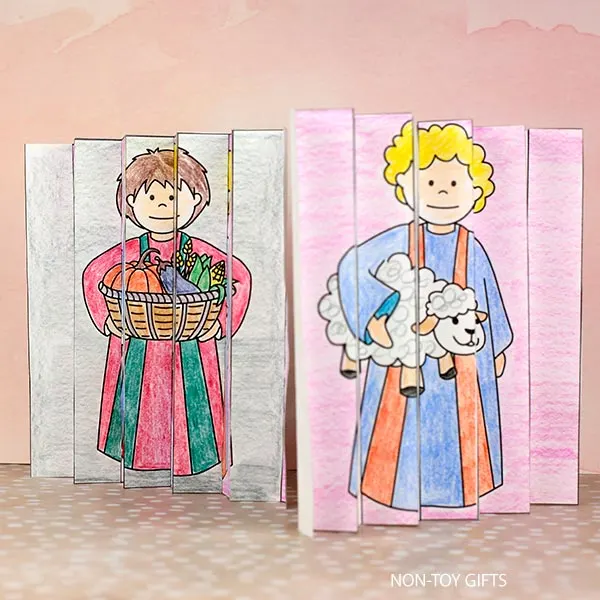 Easy genesis 4 bible story Cain and Abel agamograph craft printable