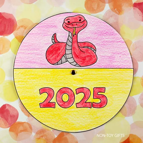 Chinese New Year Snake Spinner Craft to make with kids in 2025 and celebrate the Lunar New Year