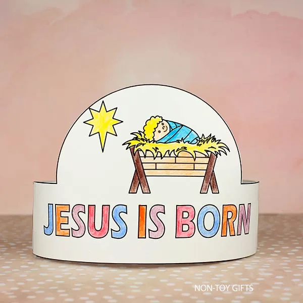 Jesus is born paper hat craft printable template for kids - Christ centered craft for Sunday School
