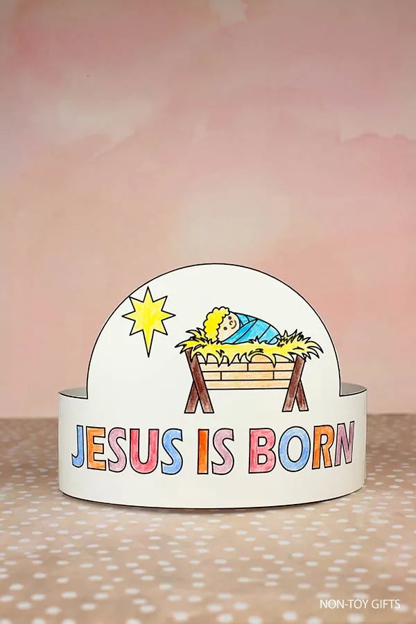 Jesus is born paper hat craft printable template for kids