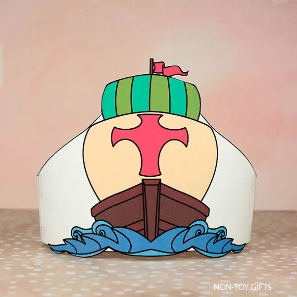 Mayflower paper hat craft printable for kids to make for Thanksgiving