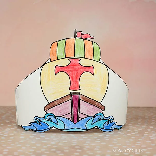 Mayflower paper hat craft printable for kids to make and learn about pilgrims and their voyage