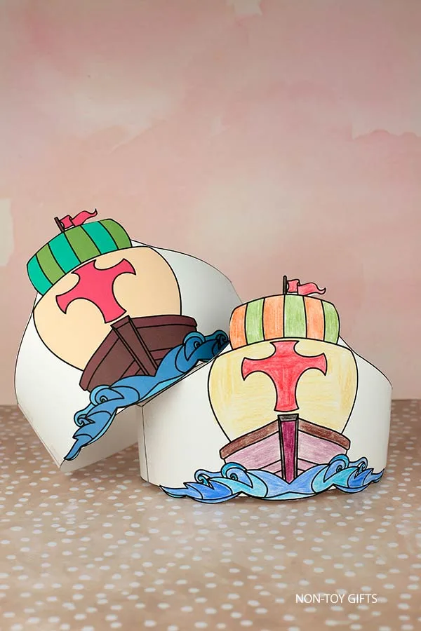 Mayflower paper hat craft printable for kids to make in November